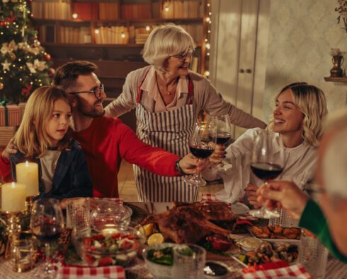 Family holiday dinner gathering